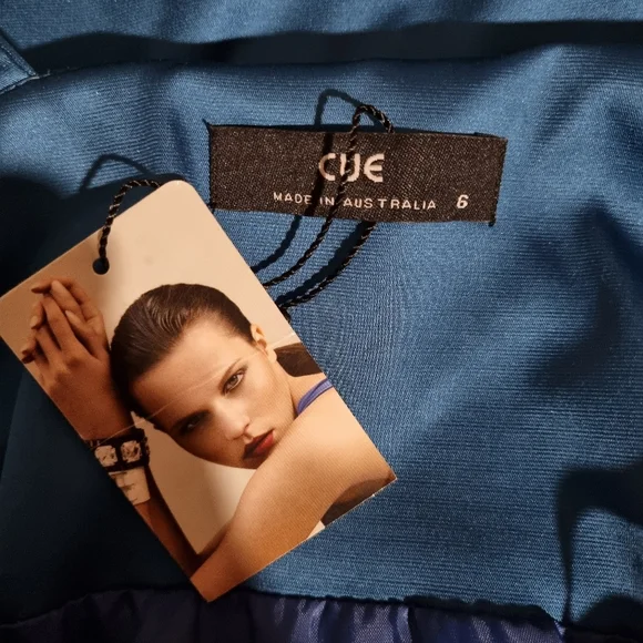 Cue Size 6 Teal Satin Cocktail Party Pencil Dress - Picture 7 of 7